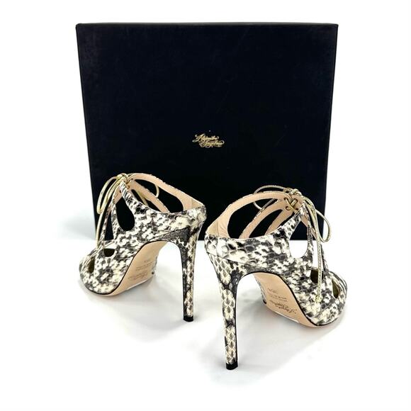 Alejandro Ingelmo Stiletto Heel Sandal Size 6.5 Snake Print Leather Slip-On New - Picture 4 of 16